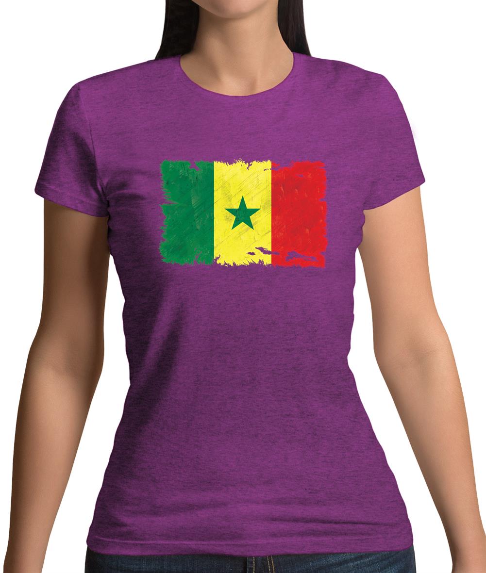 Senegal Grunge Style Flag Womens T-Shirt