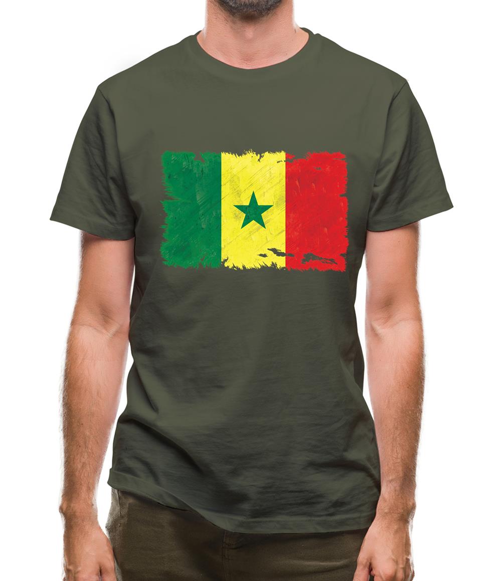 Senegal Grunge Style Flag Mens T-Shirt