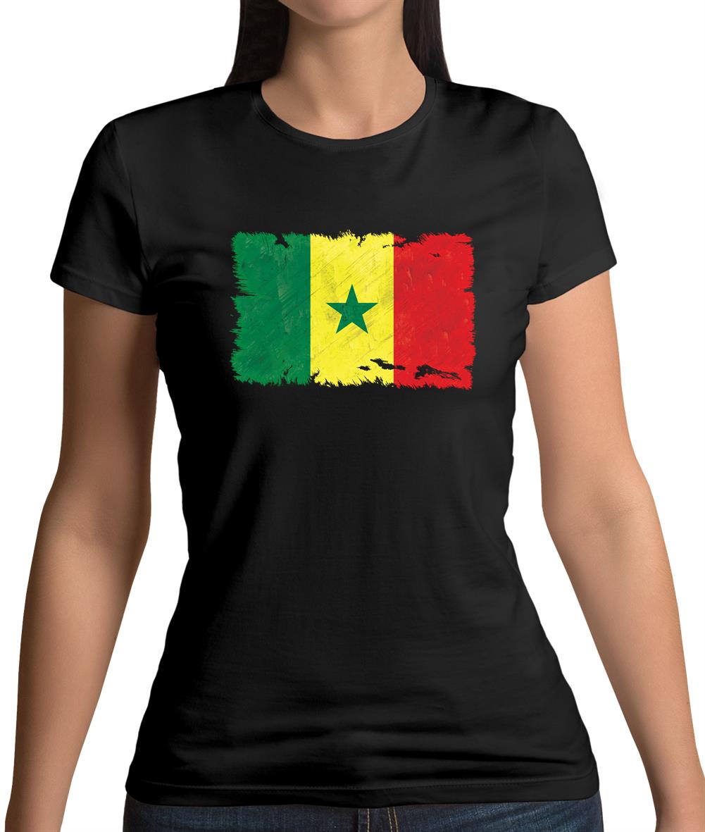 Senegal Grunge Style Flag Womens T-Shirt
