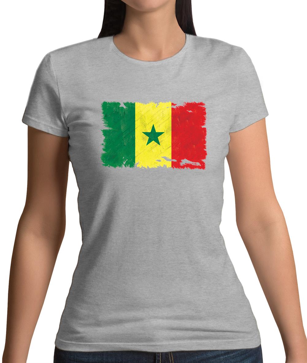 Senegal Grunge Style Flag Womens T-Shirt