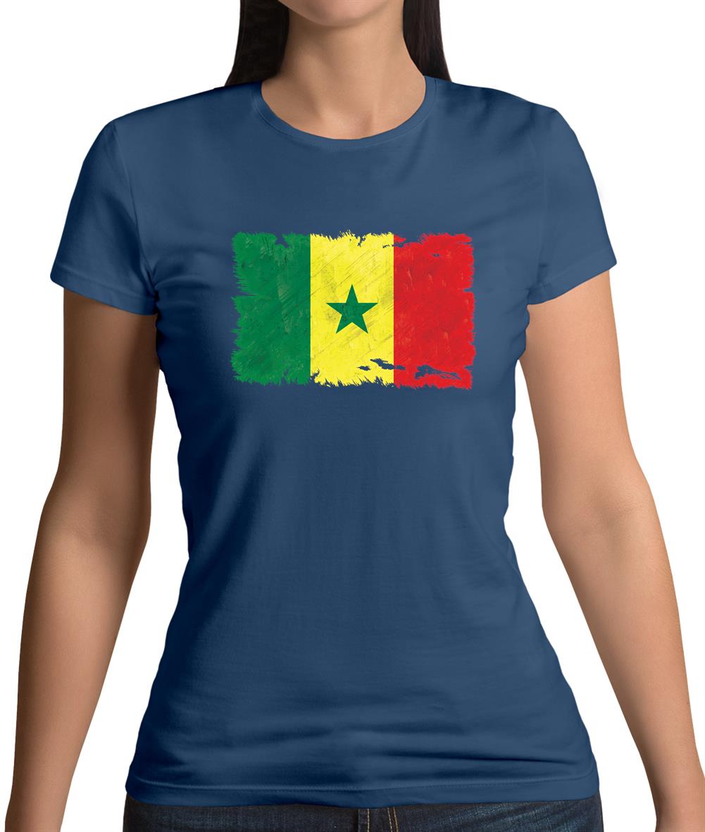 Senegal Grunge Style Flag Womens T-Shirt