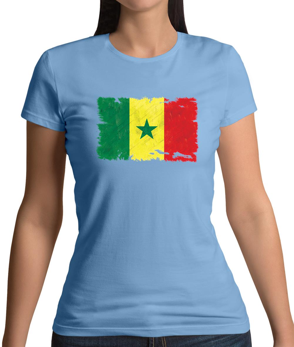 Senegal Grunge Style Flag Womens T-Shirt