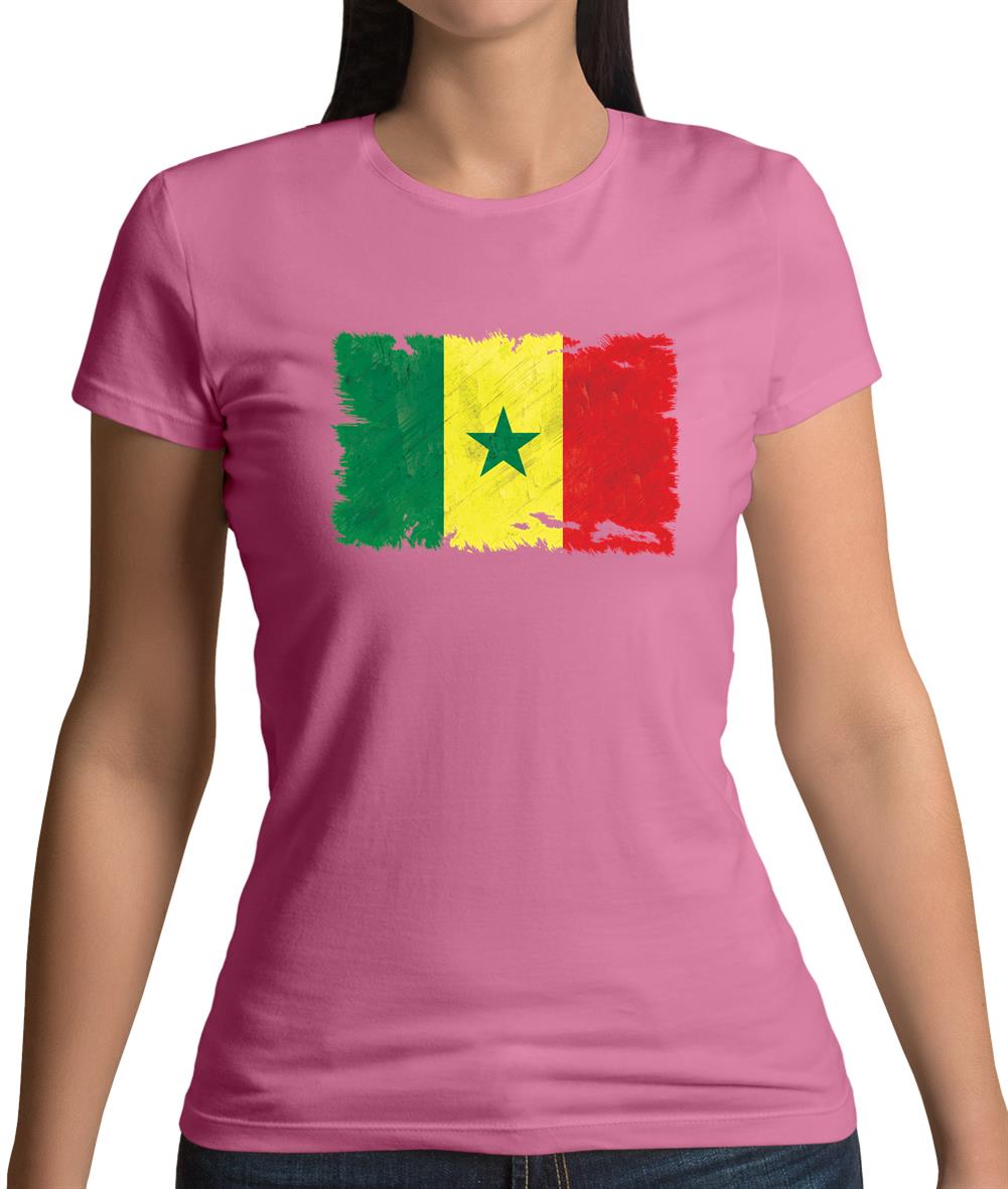 Senegal Grunge Style Flag Womens T-Shirt