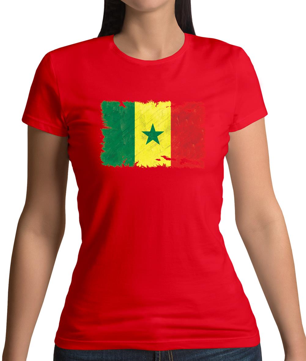 Senegal Grunge Style Flag Womens T-Shirt