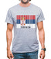 Serbia Barcode Style Flag Mens T-Shirt