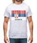 Serbia Barcode Style Flag Mens T-Shirt