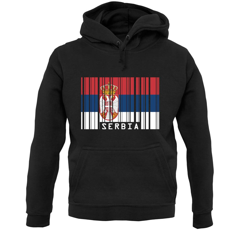 Serbia Barcode Style Flag Unisex Hoodie