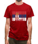Serbia Barcode Style Flag Mens T-Shirt
