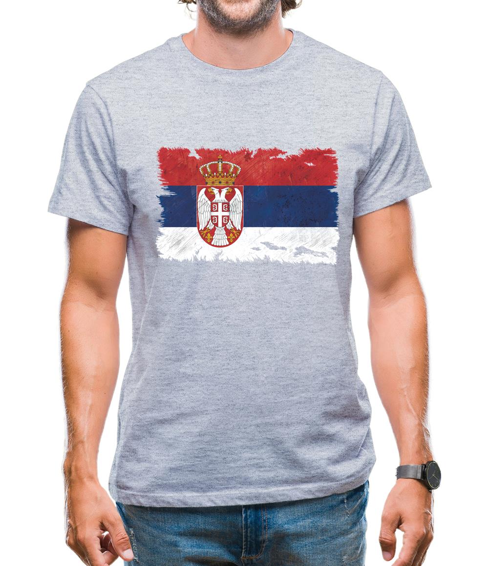 Serbia Grunge Style Flag Mens T-Shirt