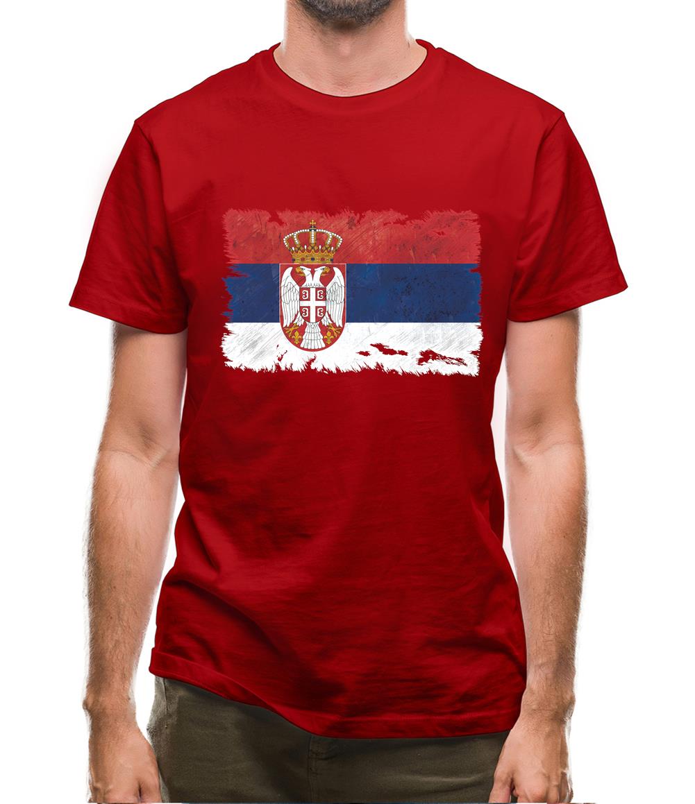 Serbia Grunge Style Flag Mens T-Shirt
