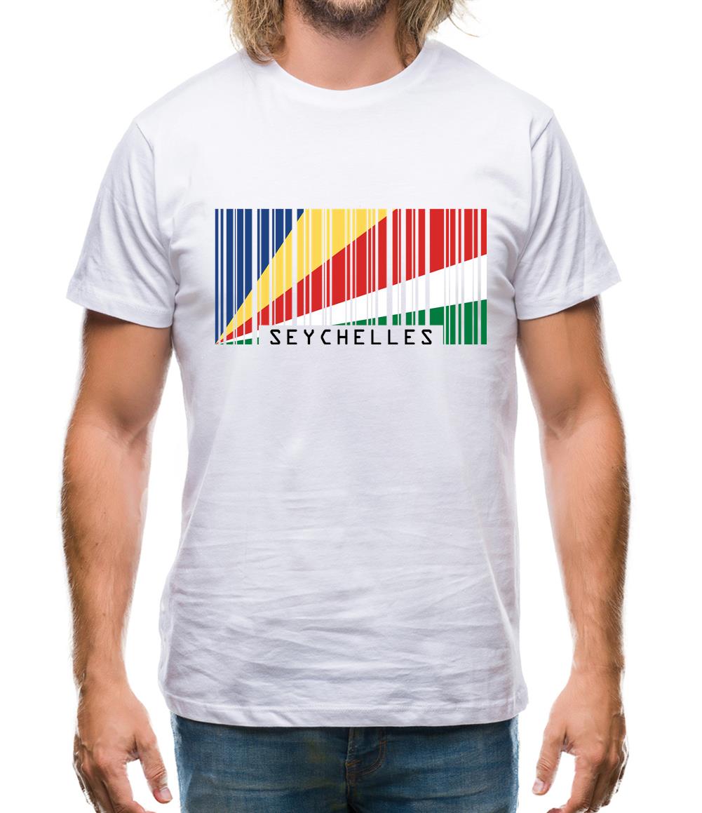 Seychelles Barcode Style Flag Mens T-Shirt