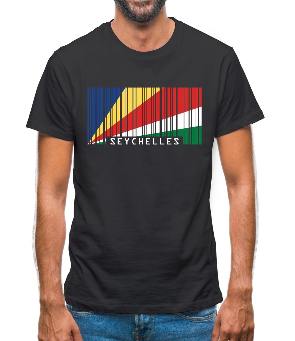 Seychelles Barcode Style Flag Mens T-Shirt