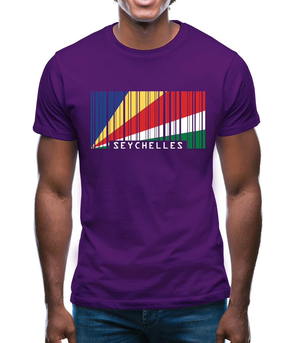 Seychelles Barcode Style Flag Mens T-Shirt