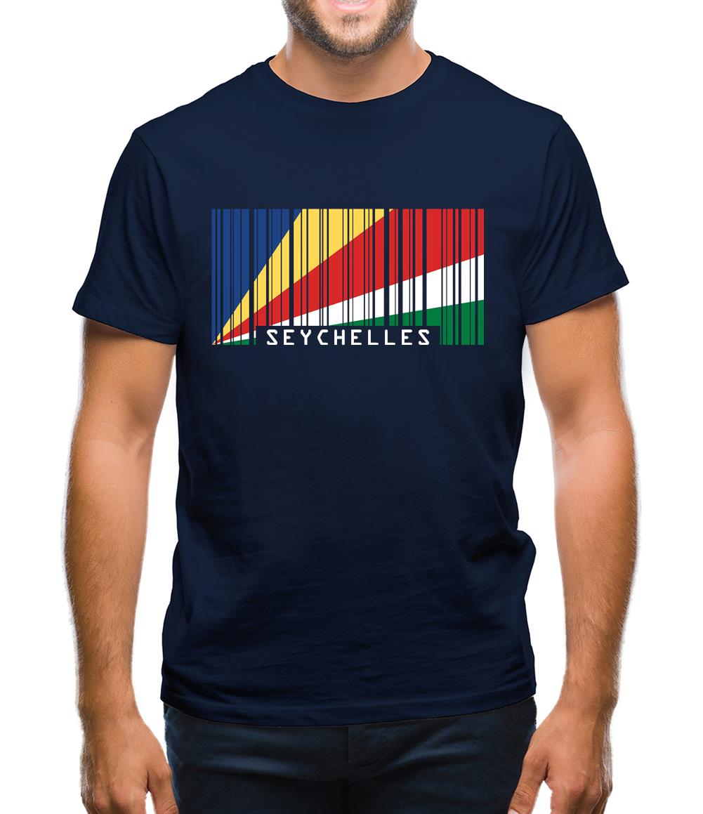 Seychelles Barcode Style Flag Mens T-Shirt