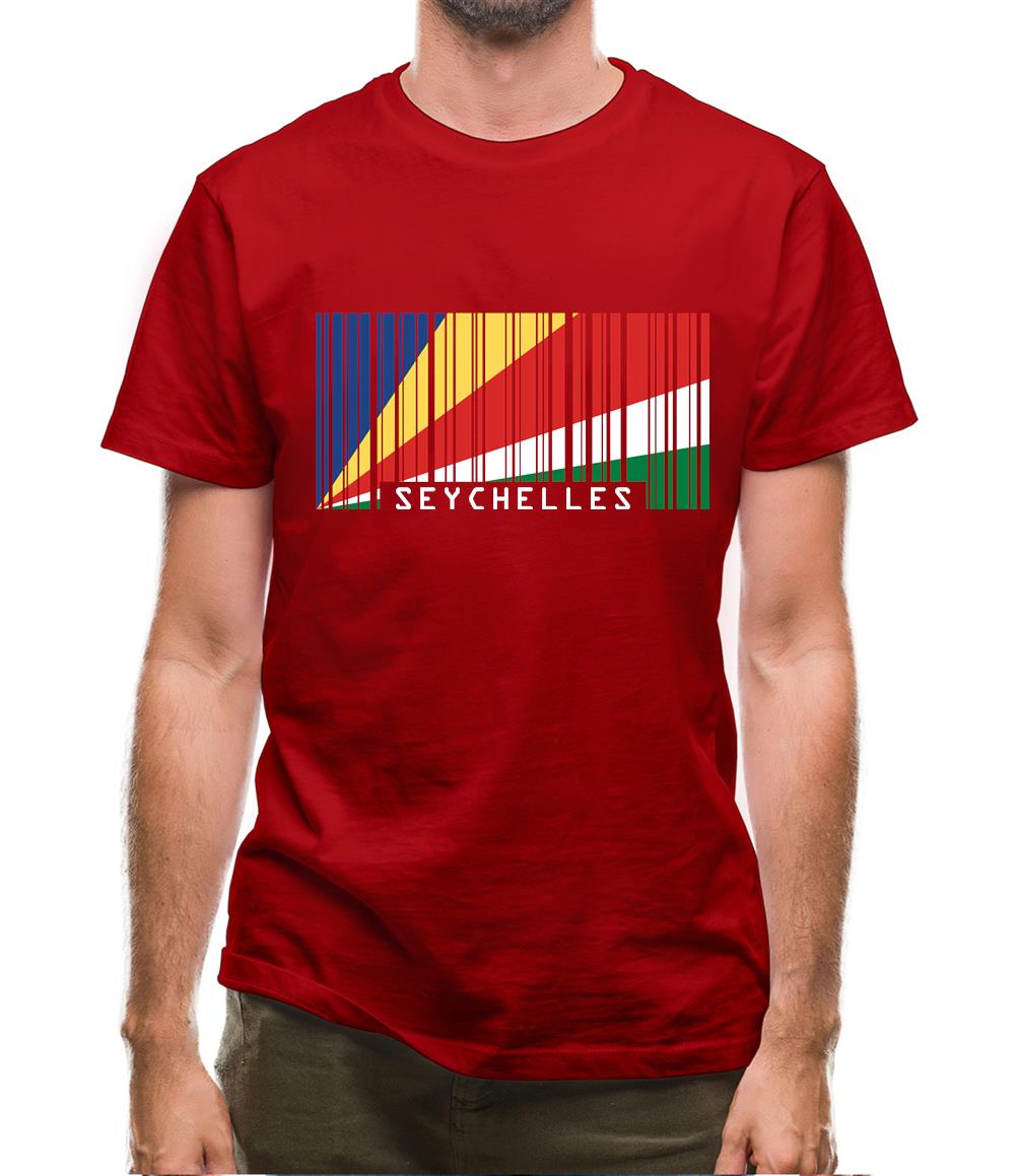 Seychelles Barcode Style Flag Mens T-Shirt