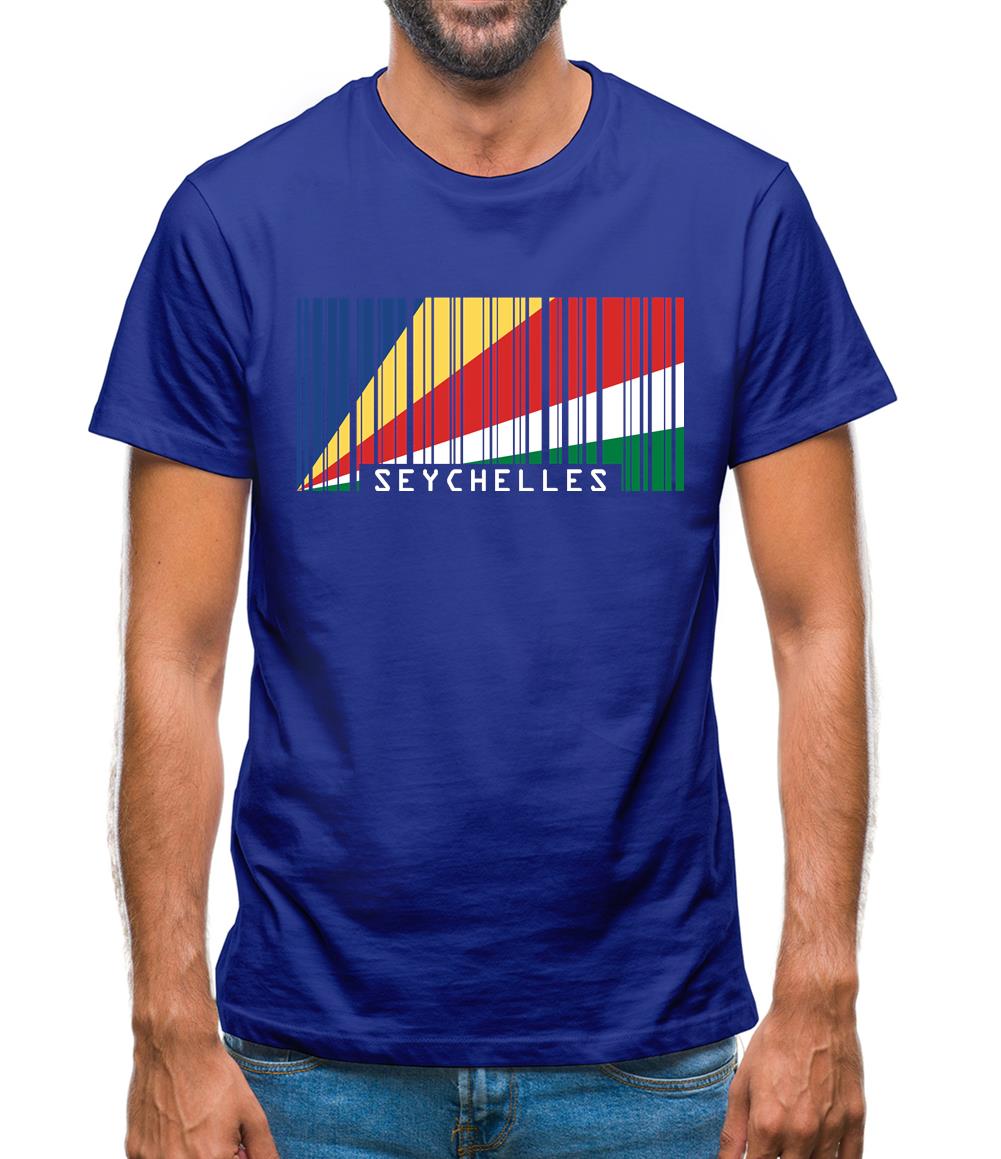 Seychelles Barcode Style Flag Mens T-Shirt