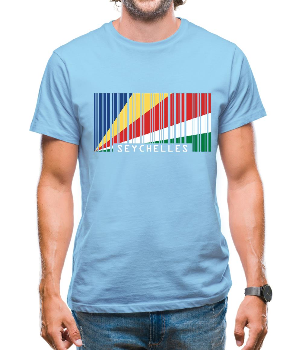 Seychelles Barcode Style Flag Mens T-Shirt
