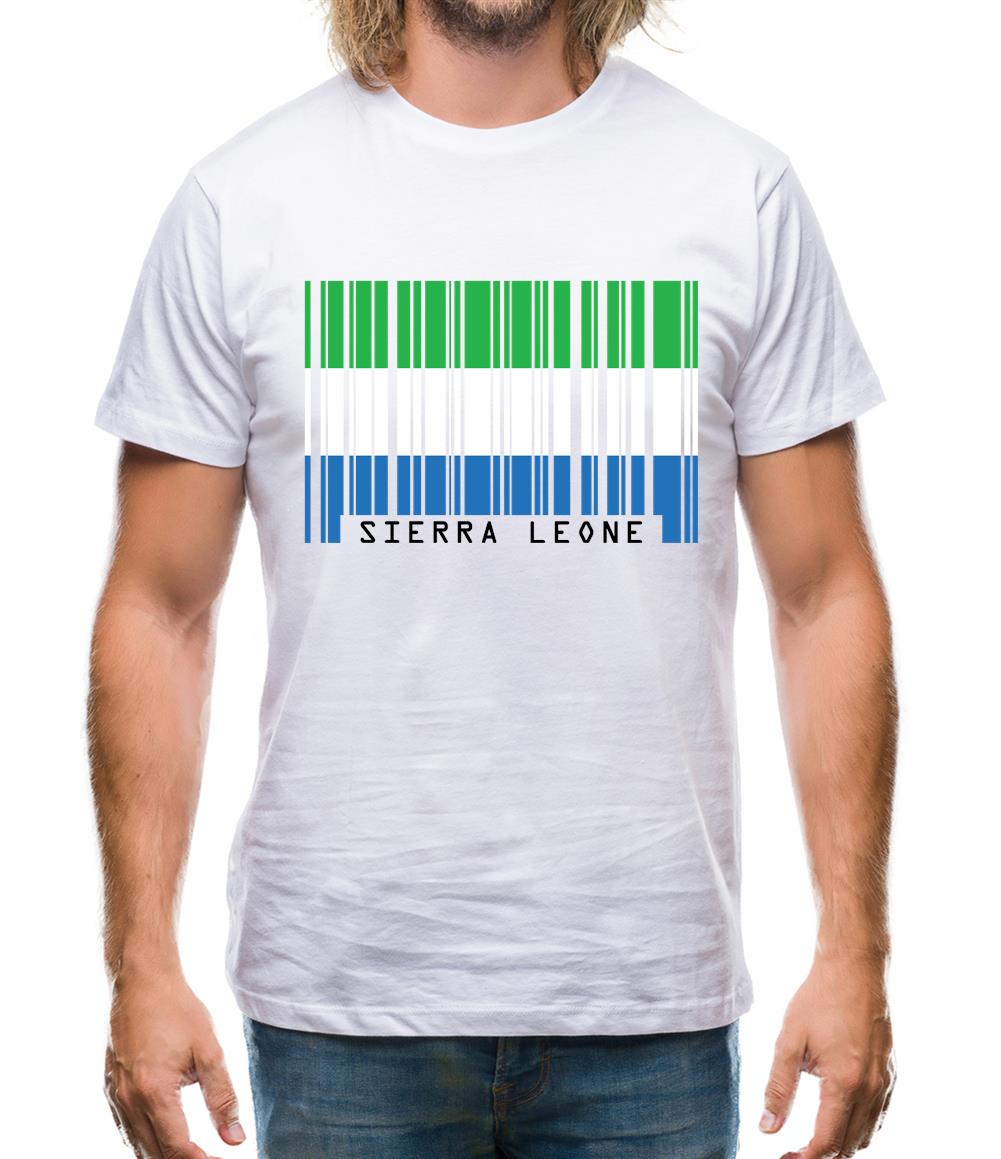 Sierra Leone  Barcode Style Flag Mens T-Shirt