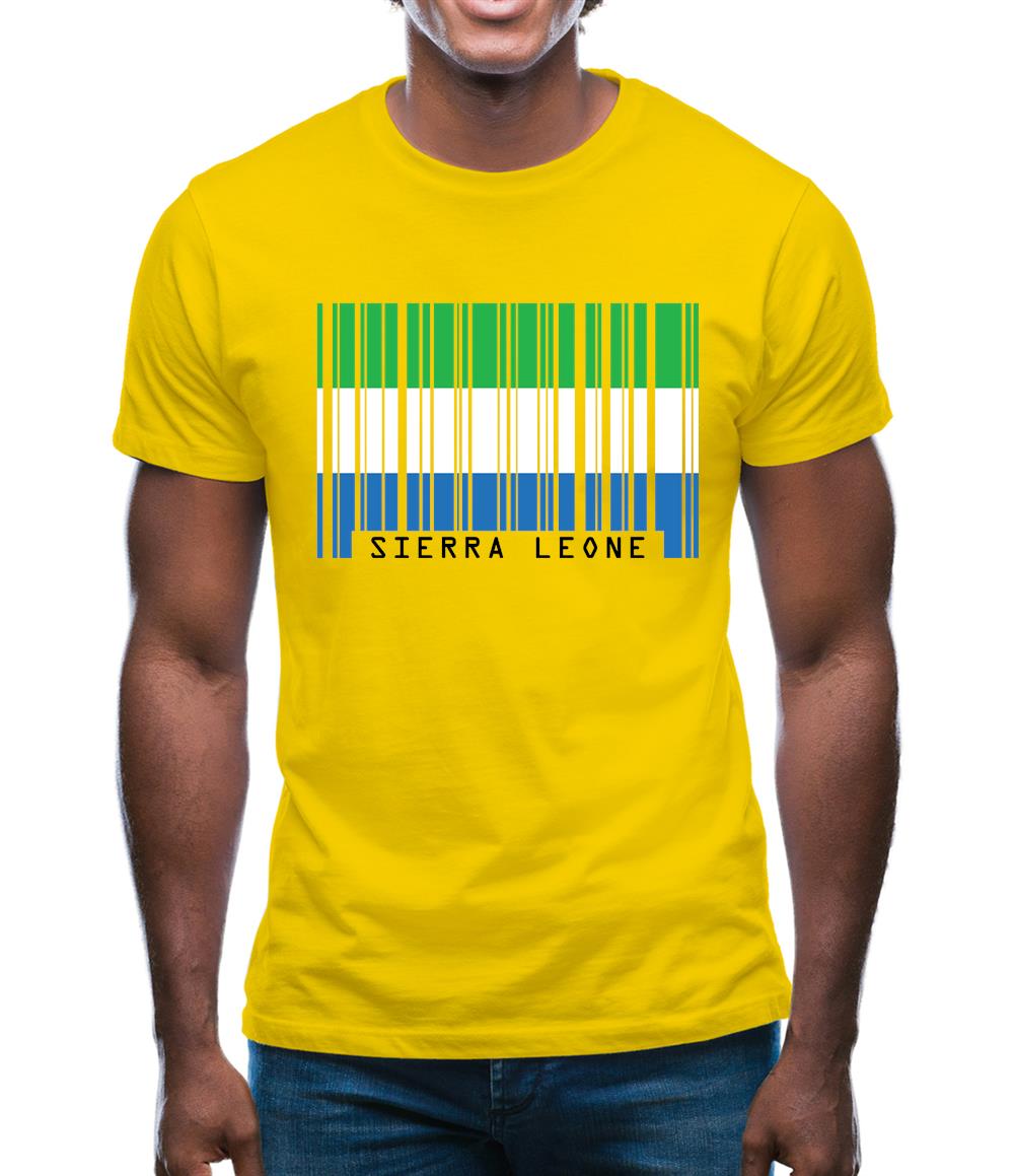 Sierra Leone  Barcode Style Flag Mens T-Shirt