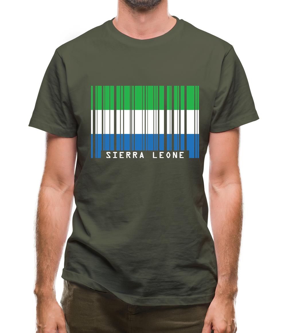 Sierra Leone  Barcode Style Flag Mens T-Shirt