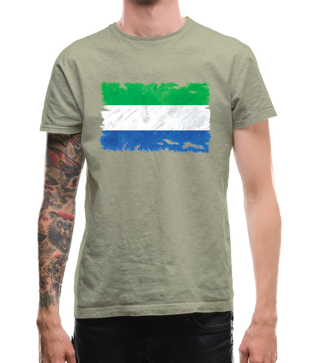 Sierra Leone Grunge Style Flag Mens T-Shirt