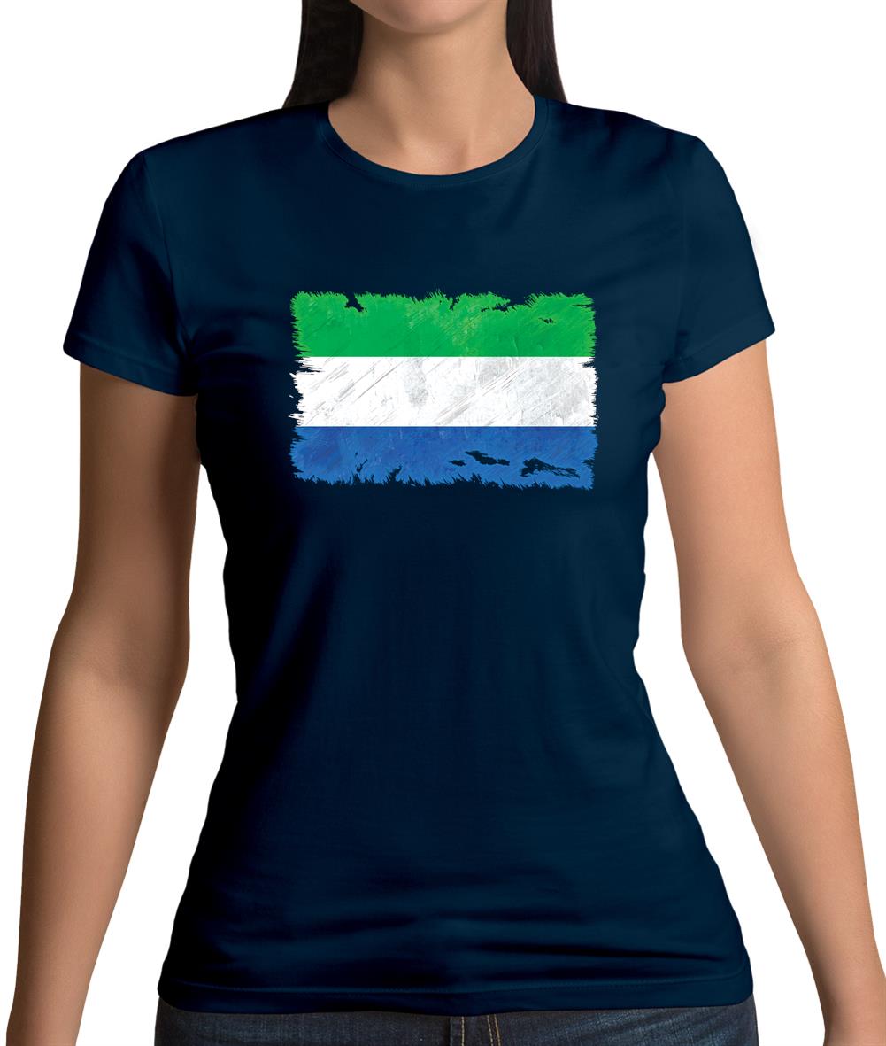 Sierra Leone Grunge Style Flag Womens T-Shirt
