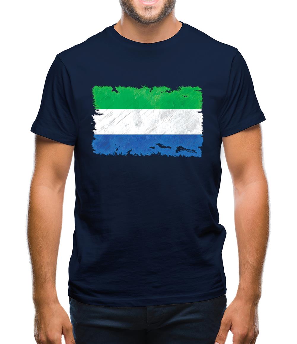 Sierra Leone Grunge Style Flag Mens T-Shirt