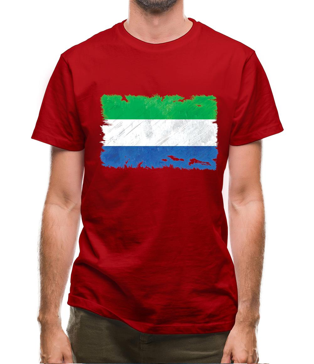 Sierra Leone Grunge Style Flag Mens T-Shirt