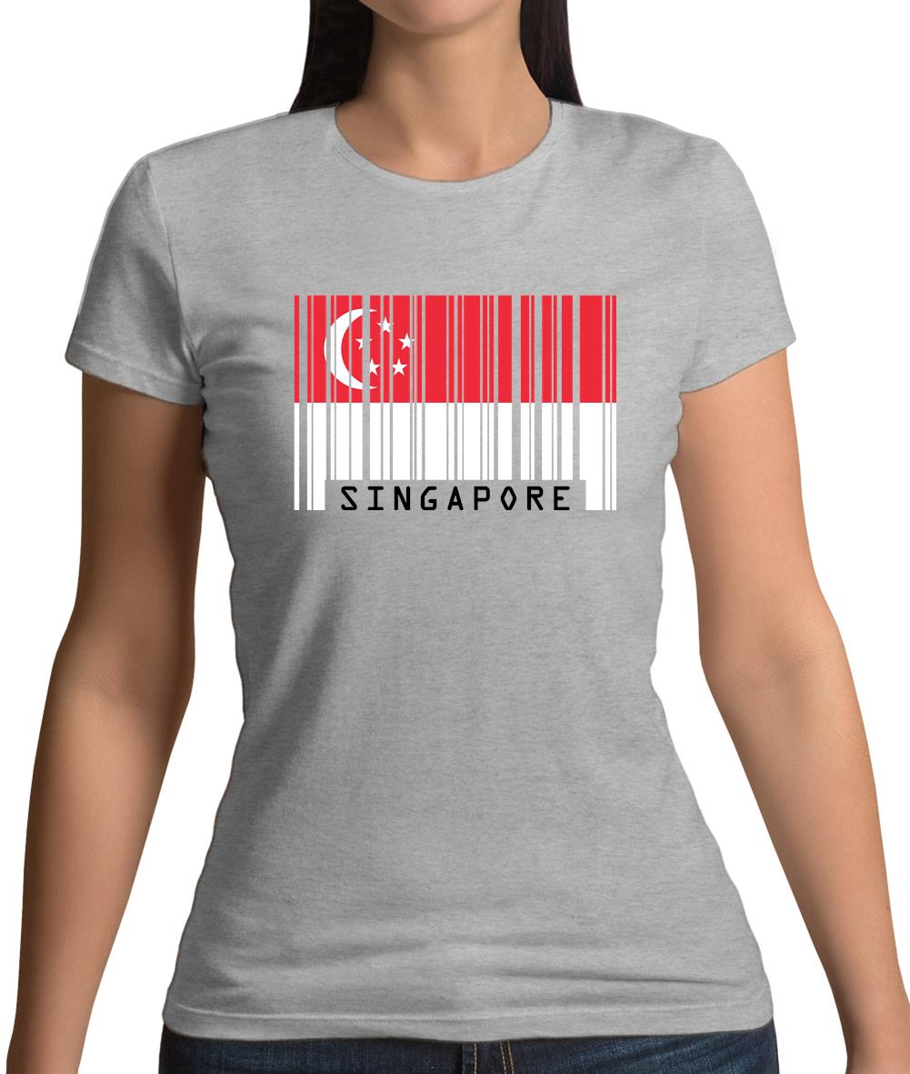 Singapore Barcode Style Flag Womens T-Shirt