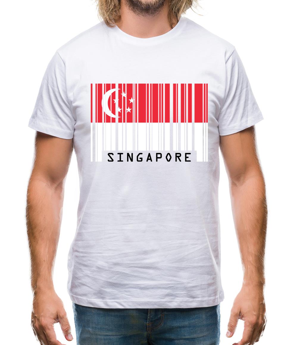 Singapore Barcode Style Flag Mens T-Shirt