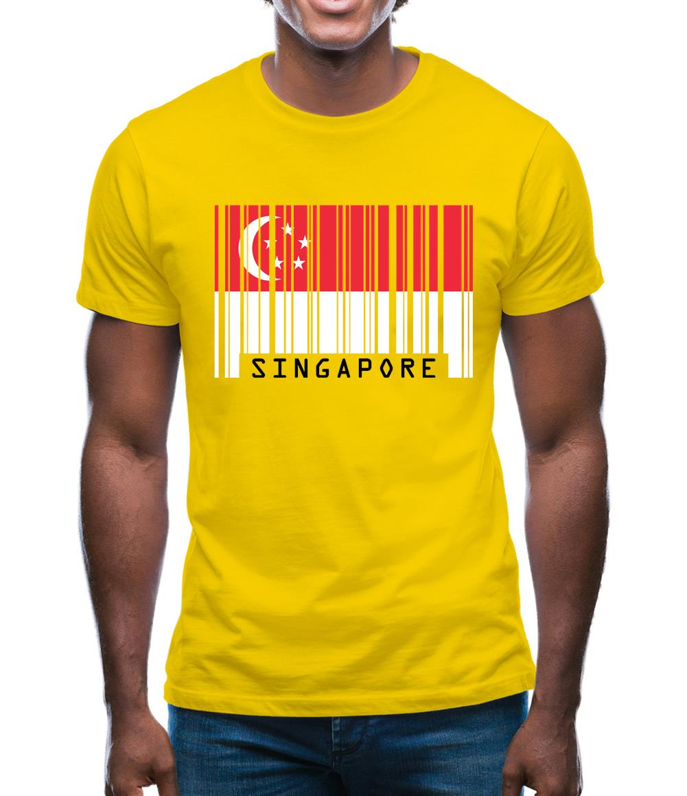 Singapore Barcode Style Flag Mens T-Shirt