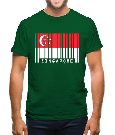 Singapore Barcode Style Flag Mens T-Shirt