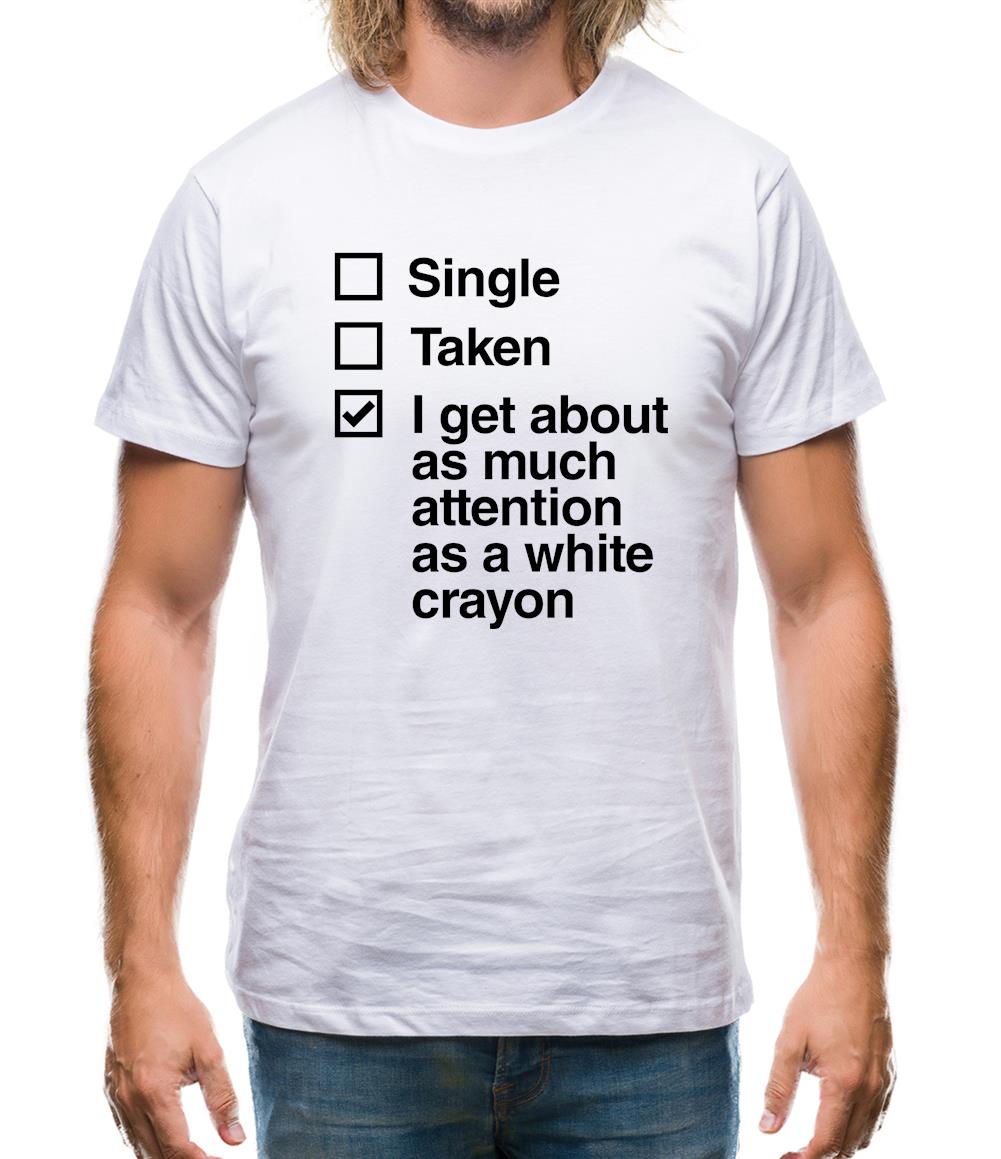 Single Taken White Crayon Mens T-Shirt