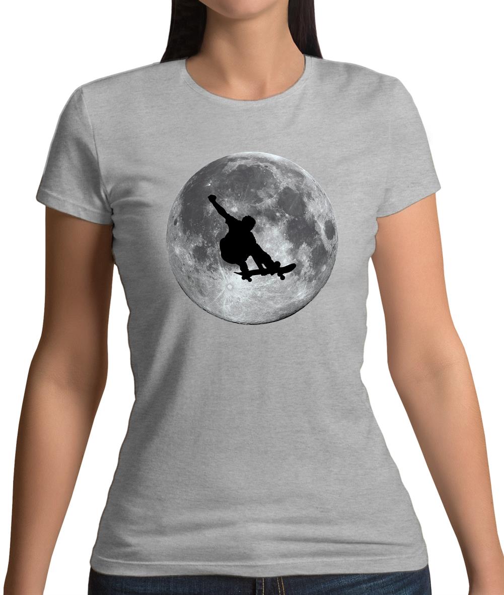 Skateboarder Moon Womens T-Shirt