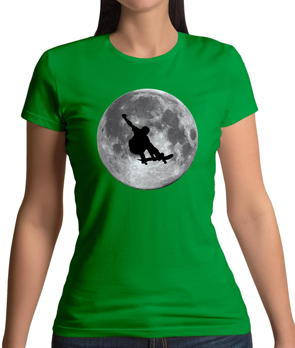 Skateboarder Moon Womens T-Shirt
