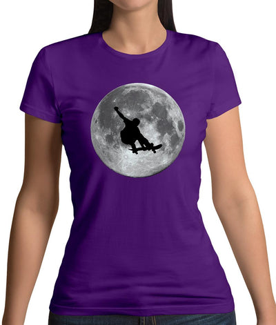 Skateboarder Moon Womens T-Shirt