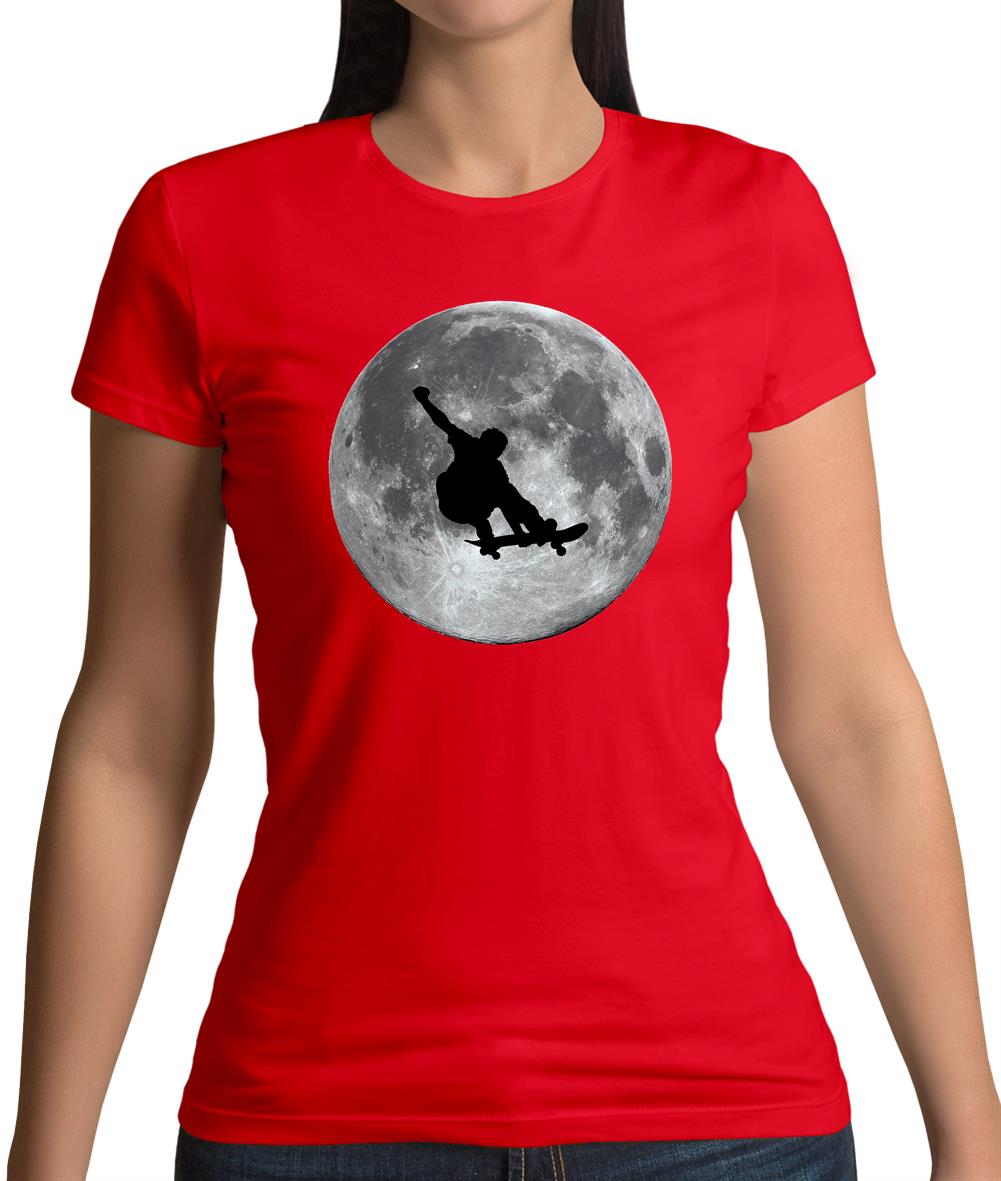 Skateboarder Moon Womens T-Shirt