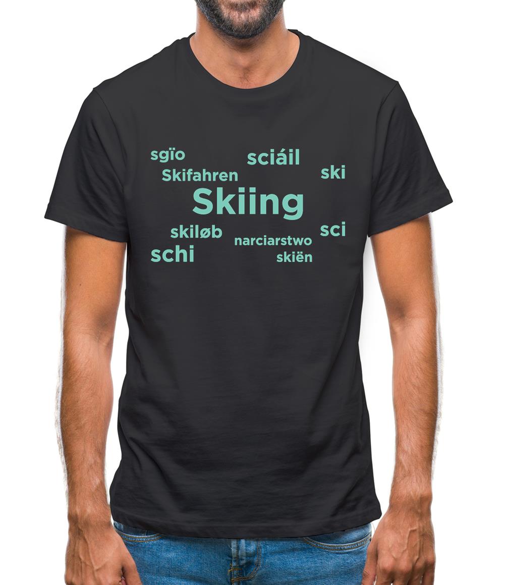 Skiing Languages Mens T-Shirt