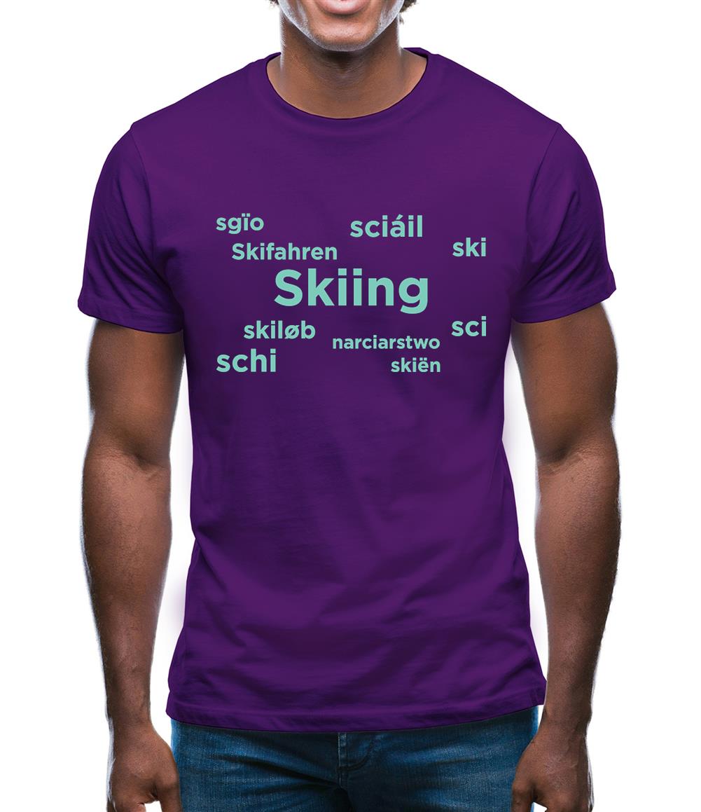Skiing Languages Mens T-Shirt