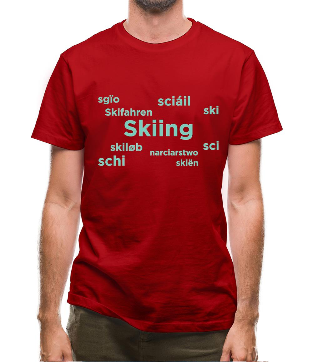 Skiing Languages Mens T-Shirt