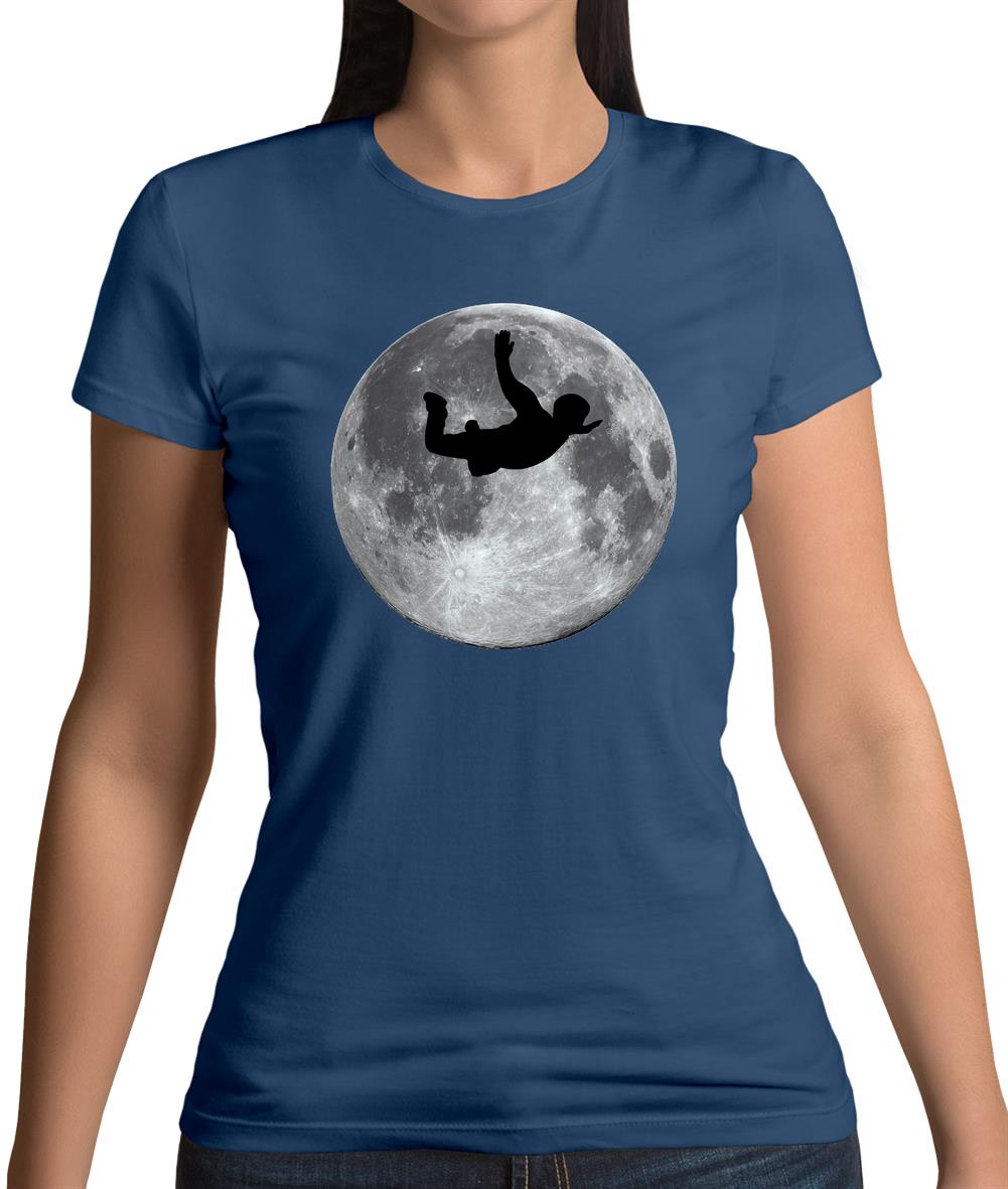 Sky Diving Moon Womens T-Shirt