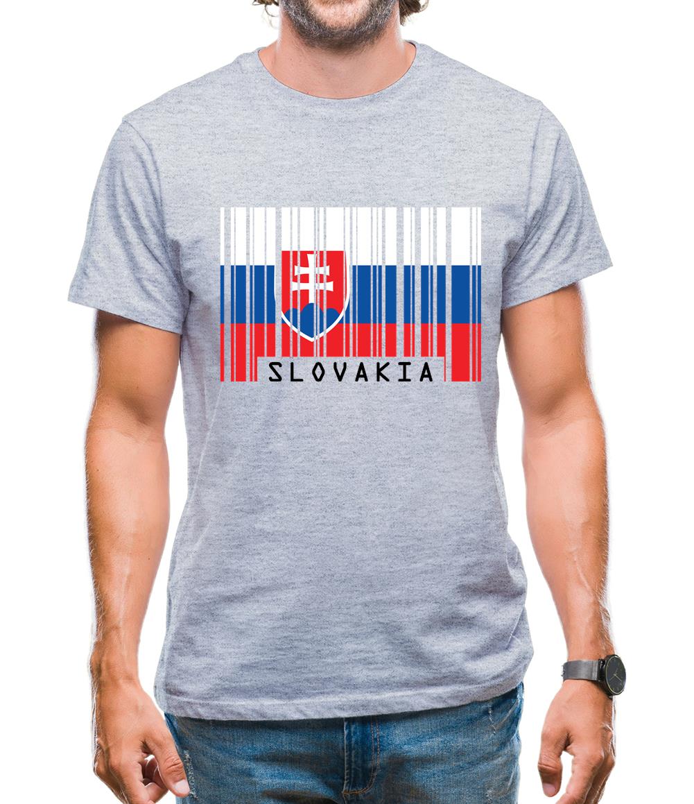 Slovakia Barcode Style Flag Mens T-Shirt
