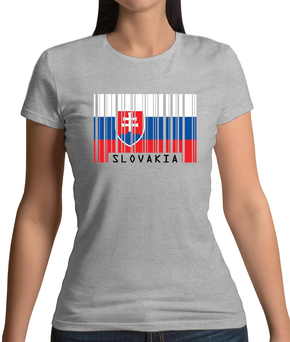 Slovakia Barcode Style Flag Womens T-Shirt