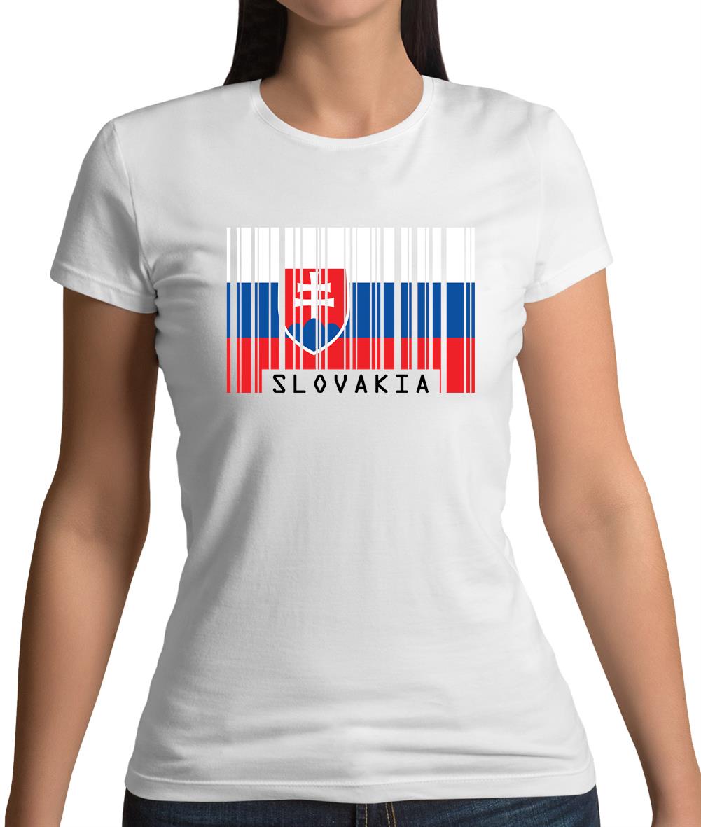 Slovakia Barcode Style Flag Womens T-Shirt