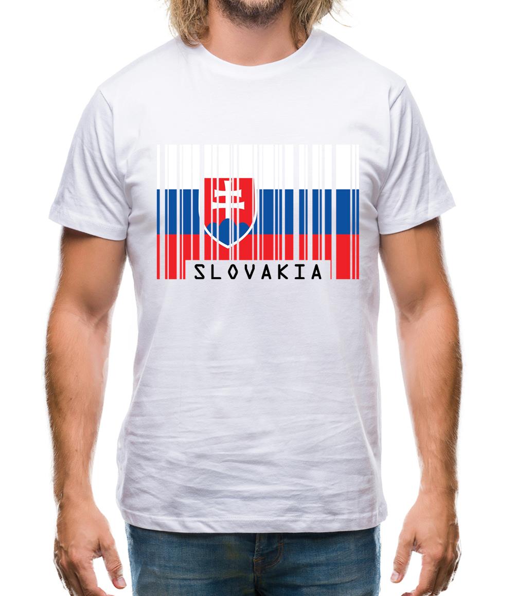 Slovakia Barcode Style Flag Mens T-Shirt