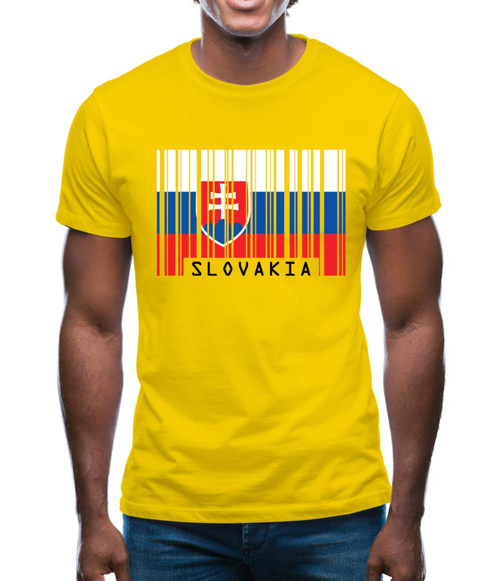 Slovakia Barcode Style Flag Mens T-Shirt