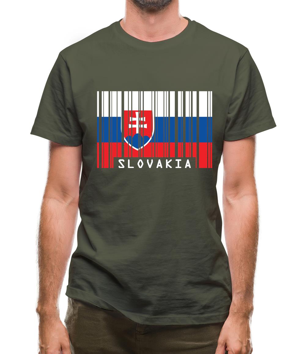 Slovakia Barcode Style Flag Mens T-Shirt
