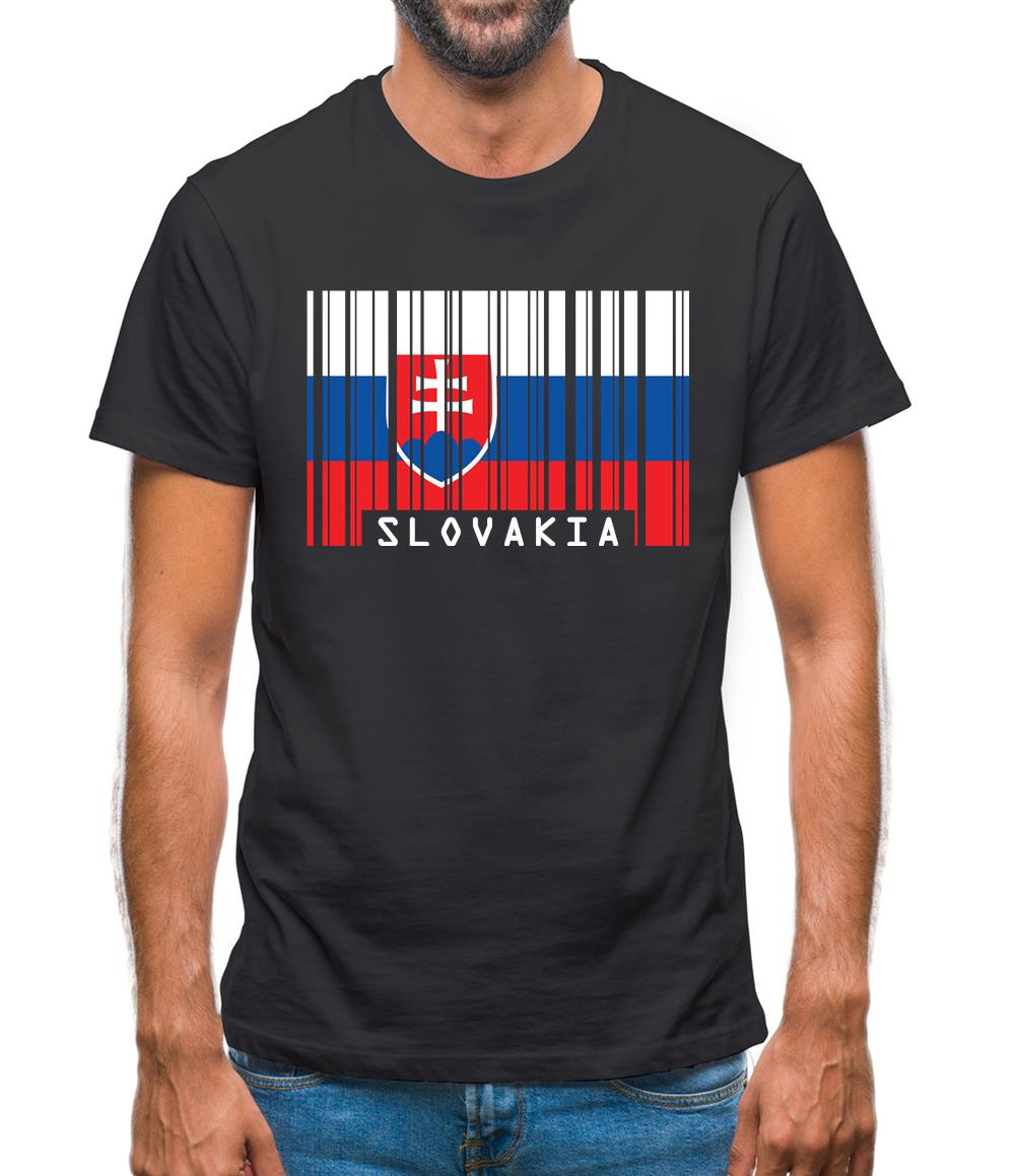 Slovakia Barcode Style Flag Mens T-Shirt