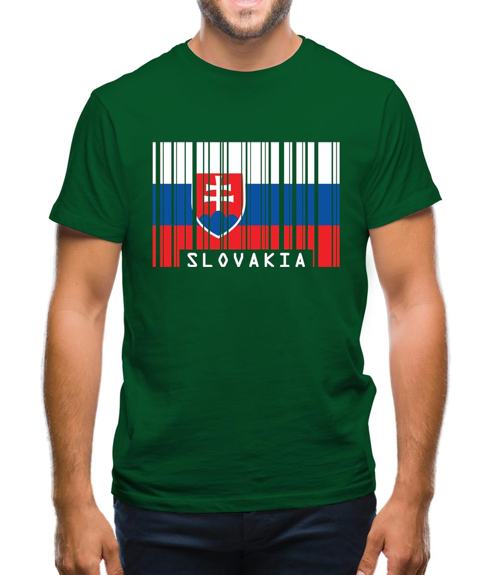 Slovakia Barcode Style Flag Mens T-Shirt
