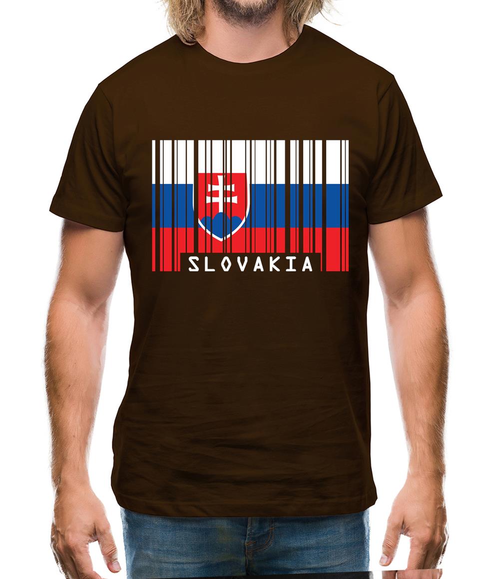 Slovakia Barcode Style Flag Mens T-Shirt